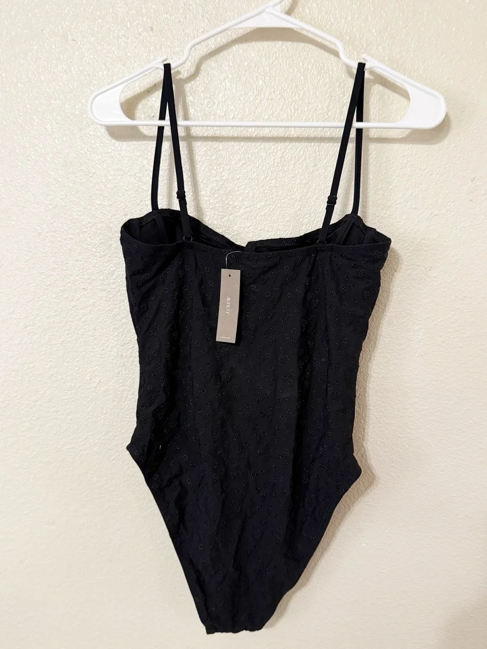 JCrew Balconette Eyelet Black Cup Underwire One Piece Swimsuit NEW Size 8